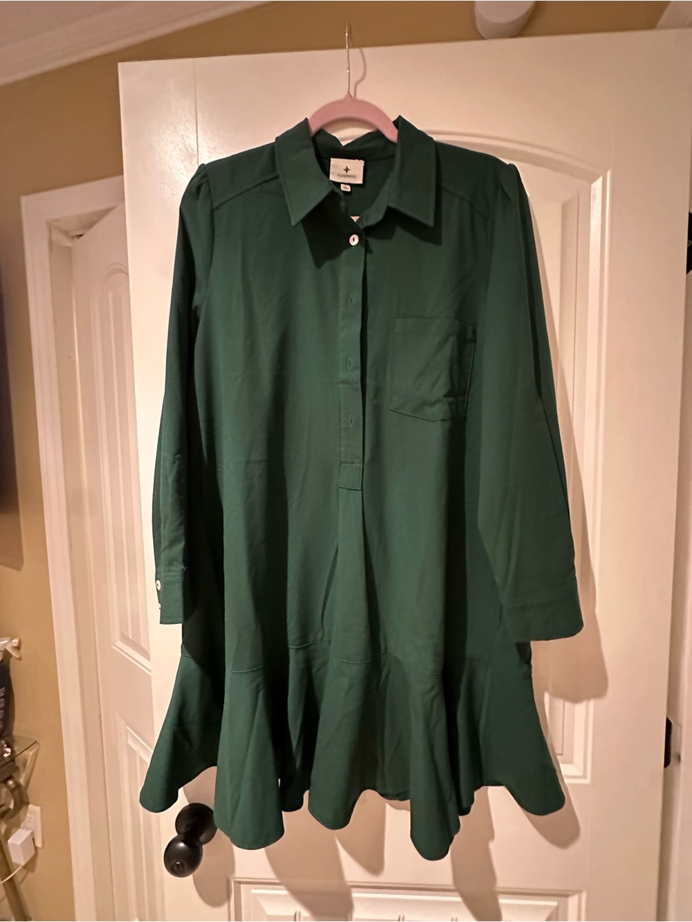 Tuckernuck Callahan Green Long Sleeve Mini Shirt Dress